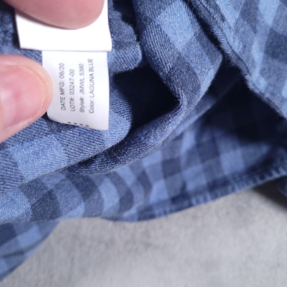Johnnie-O Button Down Shirt Men XXL Laguna Blue Buffalo Check Flannel Hangin Out - Picture 6 of 8